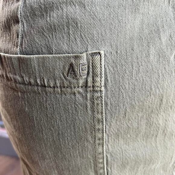 American Eagle Khaki Green Denim Mini Skirt With Belt And Paper Bag Waist - Picture 3 of 8